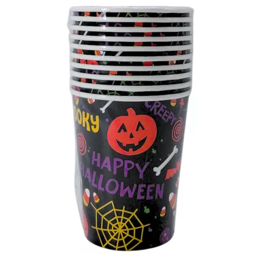 Halloween fekete papír pohár 10db/szett 