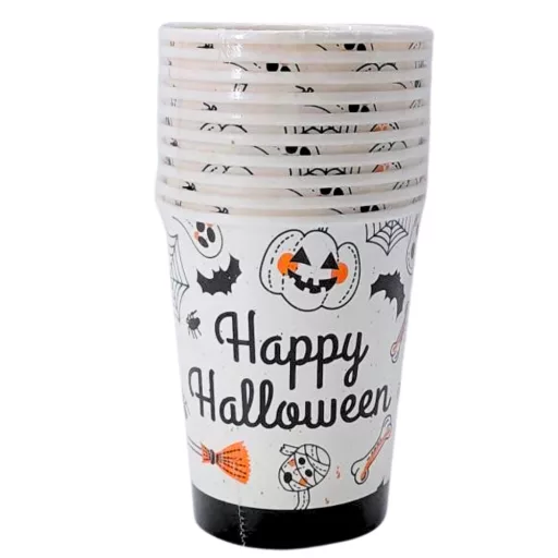 Halloween fehér papír pohár 10db/szett