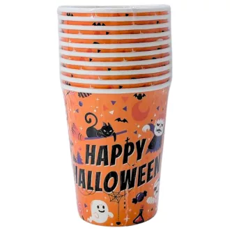 Halloween narancssárga papír pohár 10db/szett 