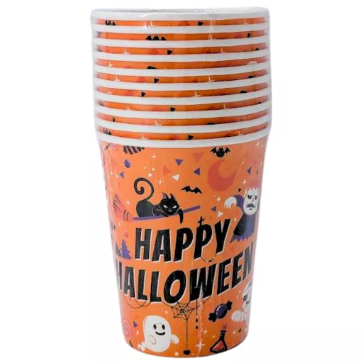 Halloween narancssárga papír pohár 10db/szett 