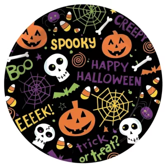 Halloween fekete papír tányér 18cm 10db/szett