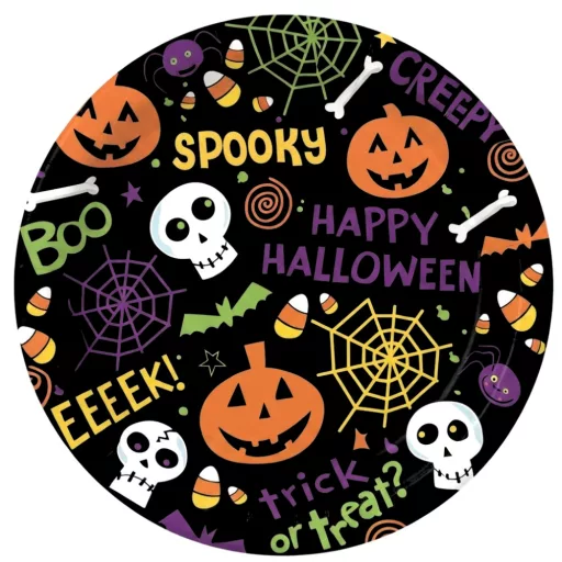 Halloween fekete papír tányér 23cm 10db/szett 