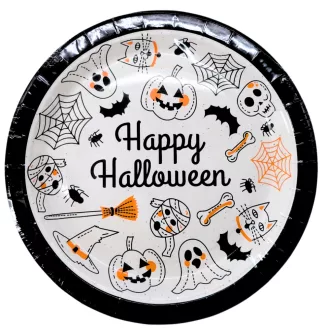 Halloween fehér papír tányér 23cm 10db/szett 