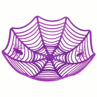 Pókhálós műanyag tál halloweenre - Lila