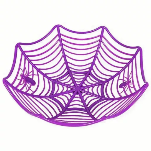 Pókhálós műanyag tál halloweenre - Lila