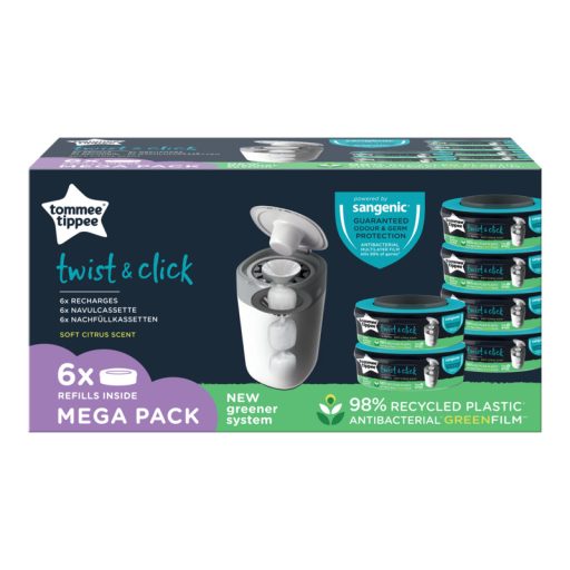 Tommee Tippee Twist & Click és Sangenic Tec pelenkatároló utántöltő kazetta citrus 6db 