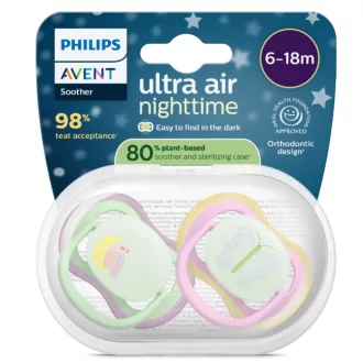   Philips Avent Ultra Air játszócumi 2db Night SCF376/29 6-18h
