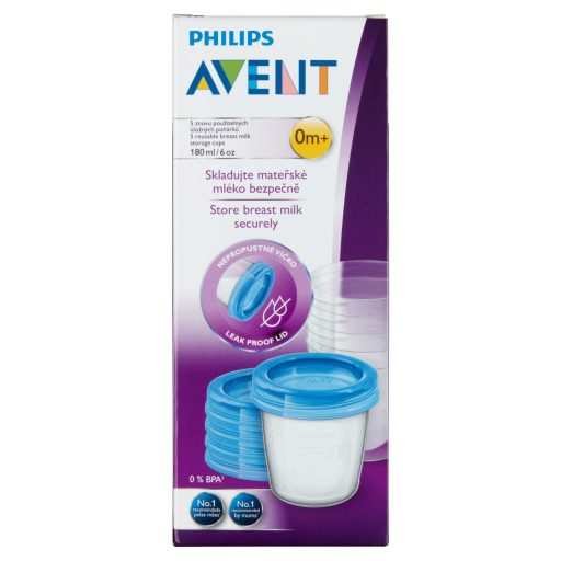 Philips Avent 180 ml-es anyatejtároló poharak 0 hónapos kortól 5 db