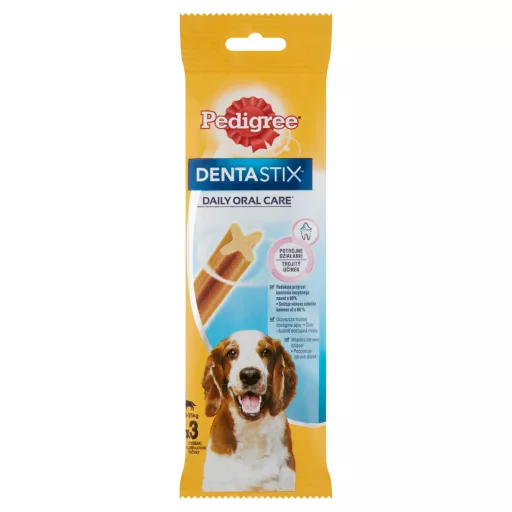 Pedigree DentaStix kiegészítő állateledel 10-25 kg-os, 4 hónapnál idősebb kutyák számára 3 db 77 g