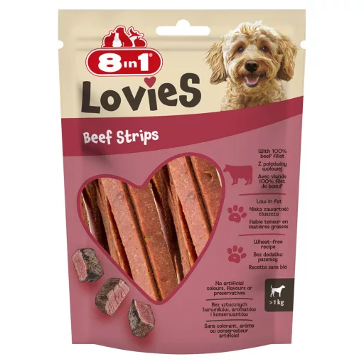 8in1 Lovies marhahúsos csíkok kiegészítő takarmány felnőtt kutyák számára 80 g