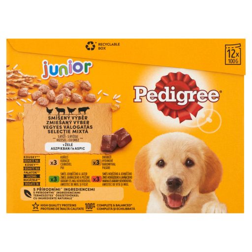 Pedigree alutasakos kutyaeledel 12x100g Junior Mix