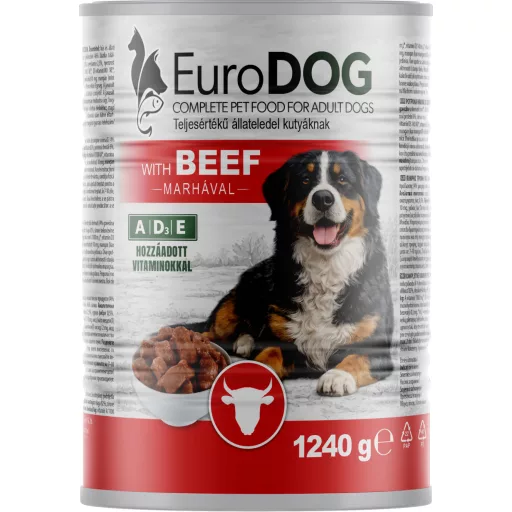 Eurodog kutya konzerv 1240g marhás
