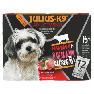   Julius-K9 teljes értékű állateledel felnőtt kutyák számára marhával báránnyal szószban 12 x 100 g