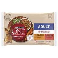   Purina One Mini teljes értékű állateledel mini és kistestű felnőtt kutyák számára 4 x 85 g (340 g)