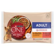   Purina One Mini teljes értékű állateledel mini és kistestű felnőtt kutyák számára 4 x 85 g (340 g)
