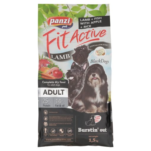 Panzi Fit Active Hypoallergenic teljesértékű szárazeledel fekete szőrű felnőtt kutyák számára 1,5 kg