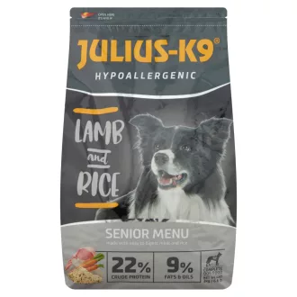   Julius-K9 Hypoallergenic Senior Menu teljes értékű kutyaeledel báránnyal és rizzsel 3 kg