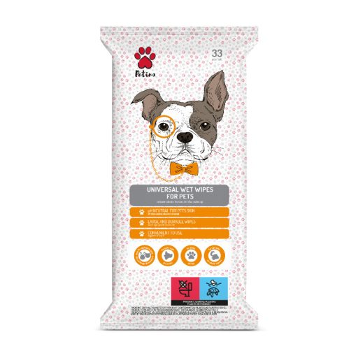 Petino univerzális nedves törlőkendő 33db háziállatoknak