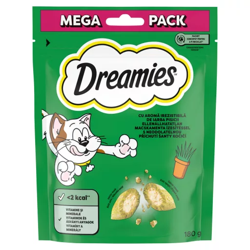 Dreamies kiegészítő macskaeledel felnőtt macskák és 8 hetesnél idősebb kölykök számára 180 g