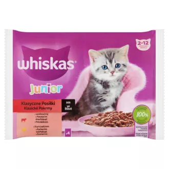 Whiskas alutasakos macskaeledel 4x85g Junior húsos