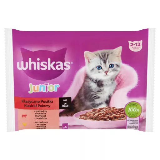 Whiskas alutasakos macskaeledel 4x85g Junior húsos