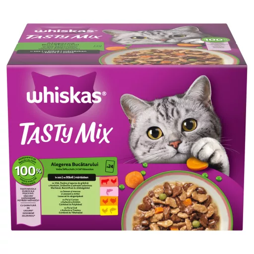 Whiskas Tasty Mix teljes értékű nedves eledel felnőtt macskáknak 24 x 85 g (2,04 kg)