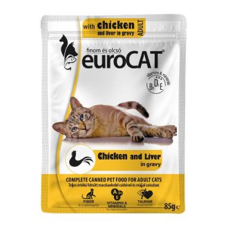 Eurocat alutasakos macskaeledel 85g csirkemájjal