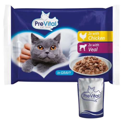 PreVital teljes értékű állateledel felnőtt macskák számára szószban 4 x 100 g