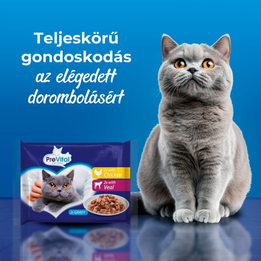PreVital teljes értékű állateledel felnőtt macskák számára szószban 4 x 100 g
