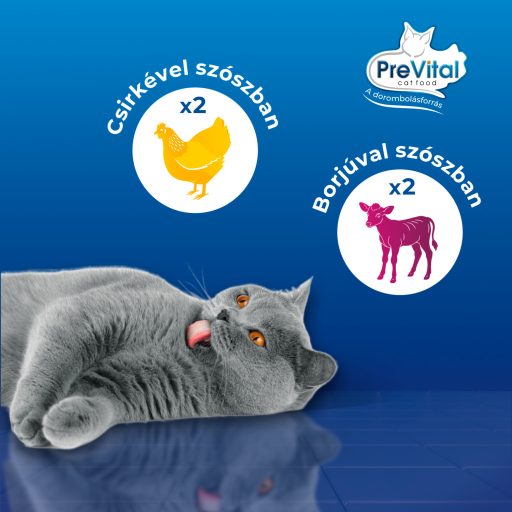 PreVital teljes értékű állateledel felnőtt macskák számára szószban 4 x 100 g