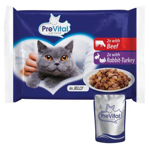 PreVital teljes értékű állateledel felnőtt macskák számára aszpikban 4 x 100 g