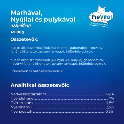 PreVital teljes értékű állateledel felnőtt macskák számára aszpikban 4 x 100 g