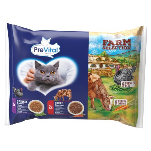 PreVital Farm Selection teljes értékű állateledel felnőtt macskák számára szószban 4 x 85 g