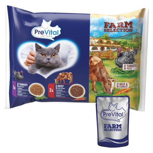 PreVital Farm Selection teljes értékű állateledel felnőtt macskák számára szószban 4 x 85 g