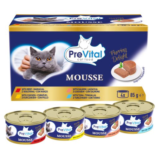 PreVital Mousse teljes értékű állateledel felnőtt macskák számára 4 x 85 g