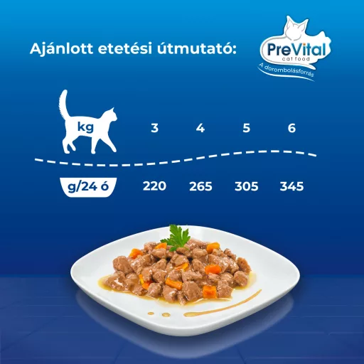 PreVital Fillet Duo teljes értékű állateledel felnőtt macskáknak tépett falatok szószban 4 x 85 g