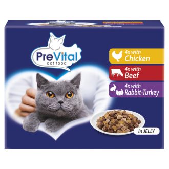   PreVital nedves macskaeledel, macskatáp felnőtt macskáknak aszpikban alutasakos 12 x 100 g