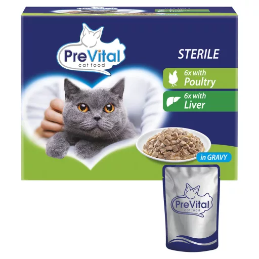 PreVital teljes értékű állateledel felnőtt, ivartalanított macskák számára szószban 12 x 100 g
