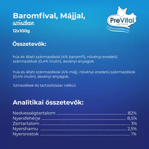 PreVital teljes értékű állateledel felnőtt, ivartalanított macskák számára szószban 12 x 100 g