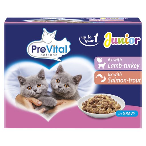 PreVital Pouch nedves macskaeledel 12x100g junior multipack