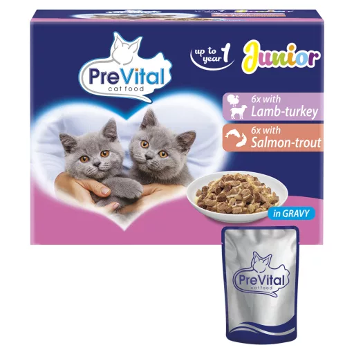 PreVital Junior teljes értékű állateledel kölyökmacskák számára szószban 12 x 100 g