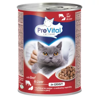   PreVital teljes értékű állateledel felnőtt macskák számára marhával és májjal szószban 415 g