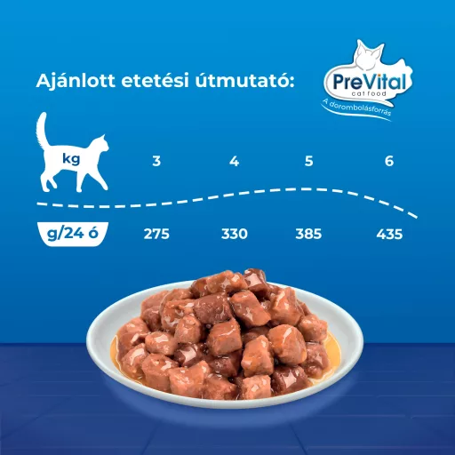 PreVital teljes értékű állateledel felnőtt macskák számára marhával és májjal szószban 415 g