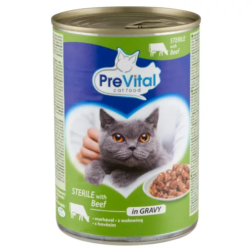 PreVital nedves macskaeledel 415g marha steril