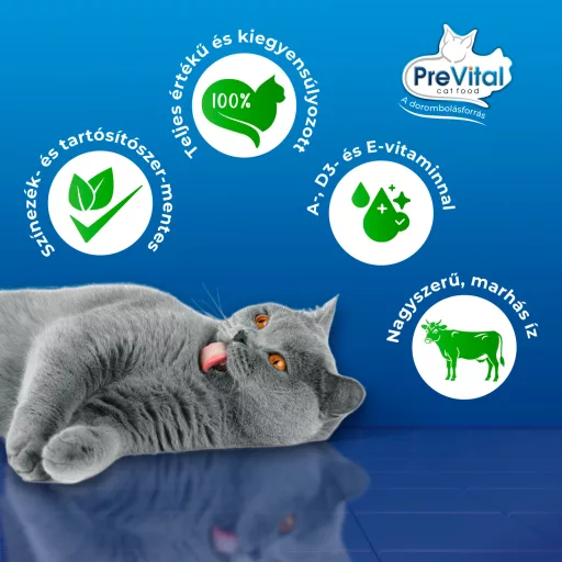 PreVital teljes értékű állateledel felnőtt, ivartalanított macskák számára marhával szószban 415 g
