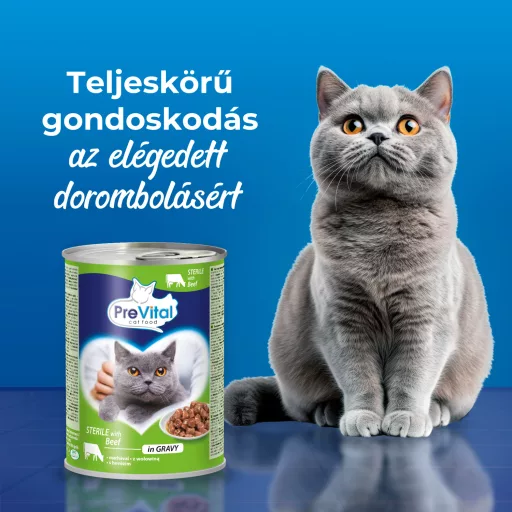 PreVital teljes értékű állateledel felnőtt, ivartalanított macskák számára marhával szószban 415 g