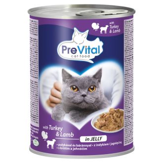   PreVital teljes értékű állateledel felnőtt macskák számára pulykával és báránnyal zselében 415 g 