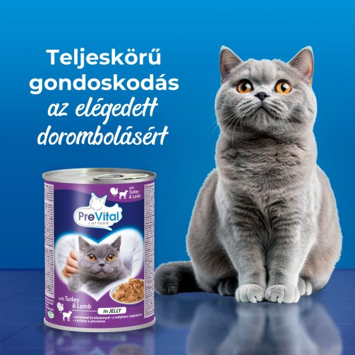 PreVital teljes értékű állateledel felnőtt macskák számára pulykával és báránnyal zselében 415 g 