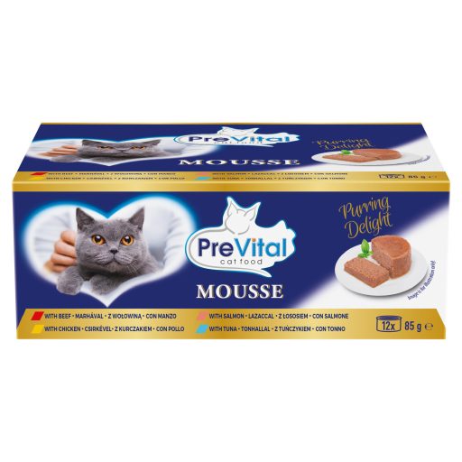 PreVital Mousse teljes értékű állateledel felnőtt macskák számára 12 x 85 g