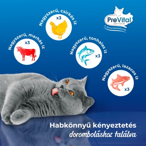 PreVital Mousse teljes értékű állateledel felnőtt macskák számára 12 x 85 g